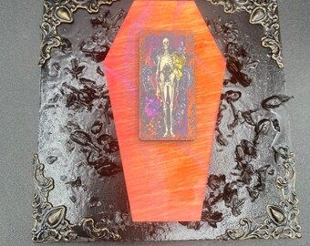 Bed Of Black Roses Mixed Media Collage - Creepy Cute Gothic Vampire Shadow Box - Morbid Goth Floral Wall Decor - Rustic Wood Canvas
