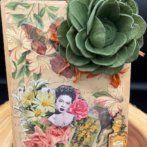 Blues Singer Garden Junk Journal Style Mixed Media Art | Repurposed Wood | by I hug trees not people