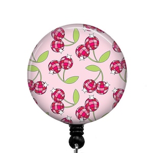 Retro Cherry Disco Ball Badge Reel, Medical Badge Reel, Interchangeable Badge Reel -8