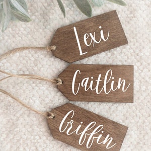 Wooden Name Tag, Gift Tag, Christmas Stocking Tag, Personalized Name Tag, Custom Stocking Tag, Wedding Name Tag image 1