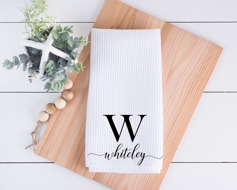 Personalized Kitchen Towel Initial Kitchen Towel Last Name Etsy