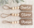 Beaded Wooden Name Tag, Personalized Christmas Stocking Name Tags, Wedding Name Tags, Custom Stocking Name Tag, Easter Basket Name Tags