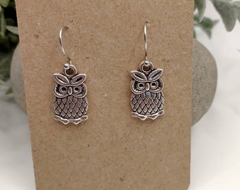 Owl Earrings, Tibetan Silver Earrings, Earrings, Animal Earrings, Stainless Steel Earrings
