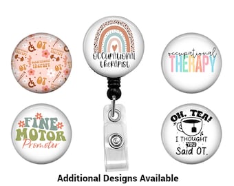 Bobine pour badges pour ergothérapeutes/thérapeutes, bobines pour badges médicaux, bobines pour badges interchangeables crochet/boucle, bobines pour badges OT drôles