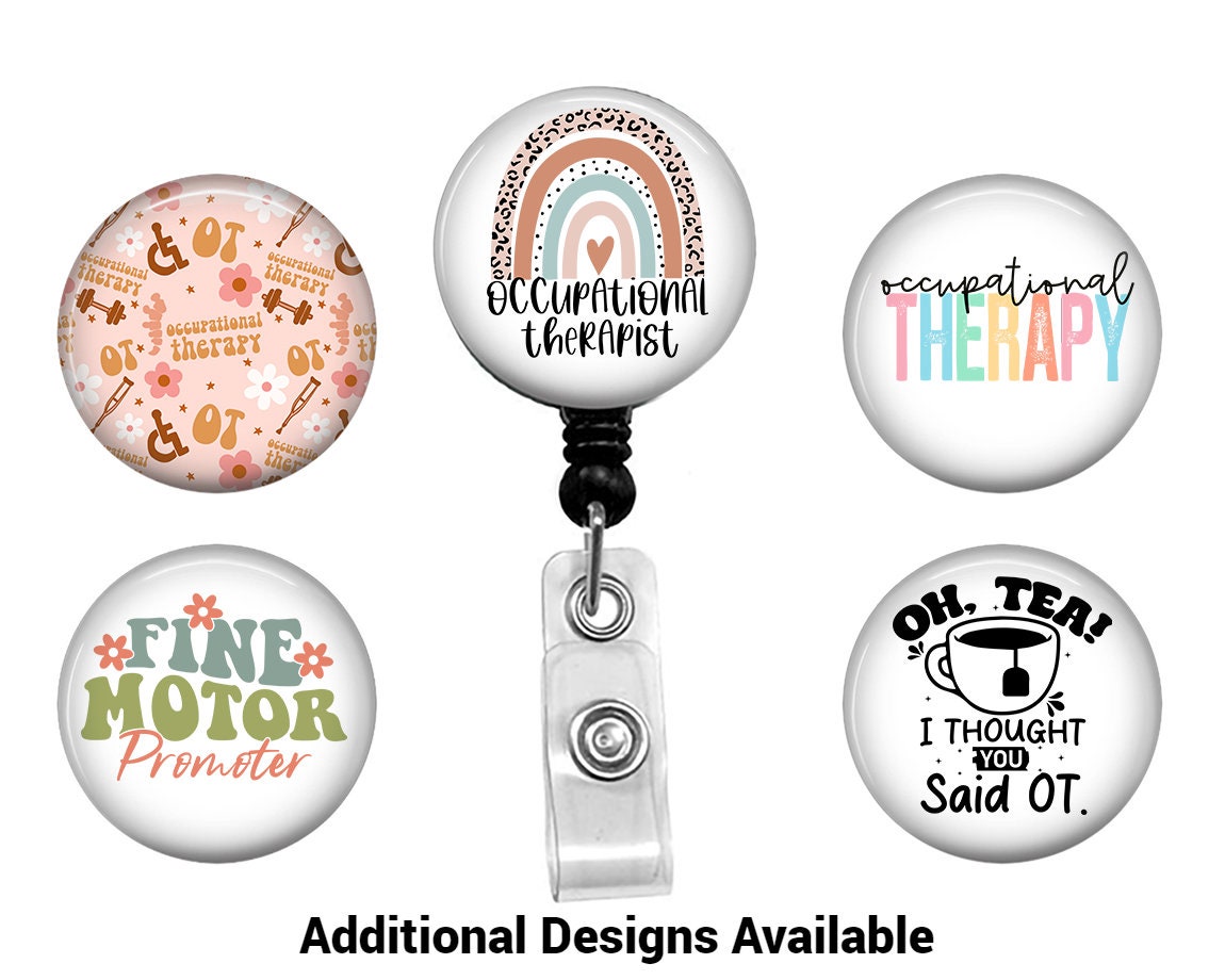 Koalafied OT Badge Reels Holder Retractable Occupational Therapy Therapist  ID Clip for Nurse Name Tag Card Cute Funny Fun Cool Nursing Doctor Medical