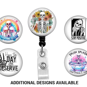 Funny Skeleton Badge Reel, Interchangeable, Radiology/X-ray Technologist Badge Reel