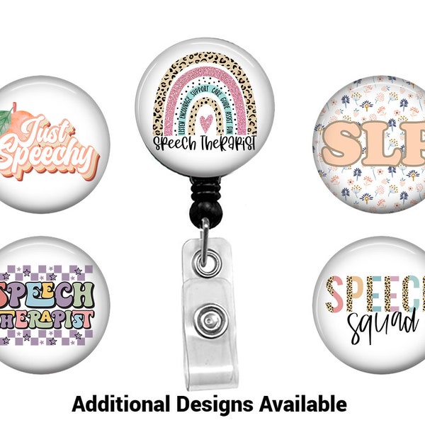 Speech Language Pathologist Badge Reel, SLP Medical Badge Reel, Speech Therapy Hook/Loop Interchangeable Badge Reel, Just Speechy