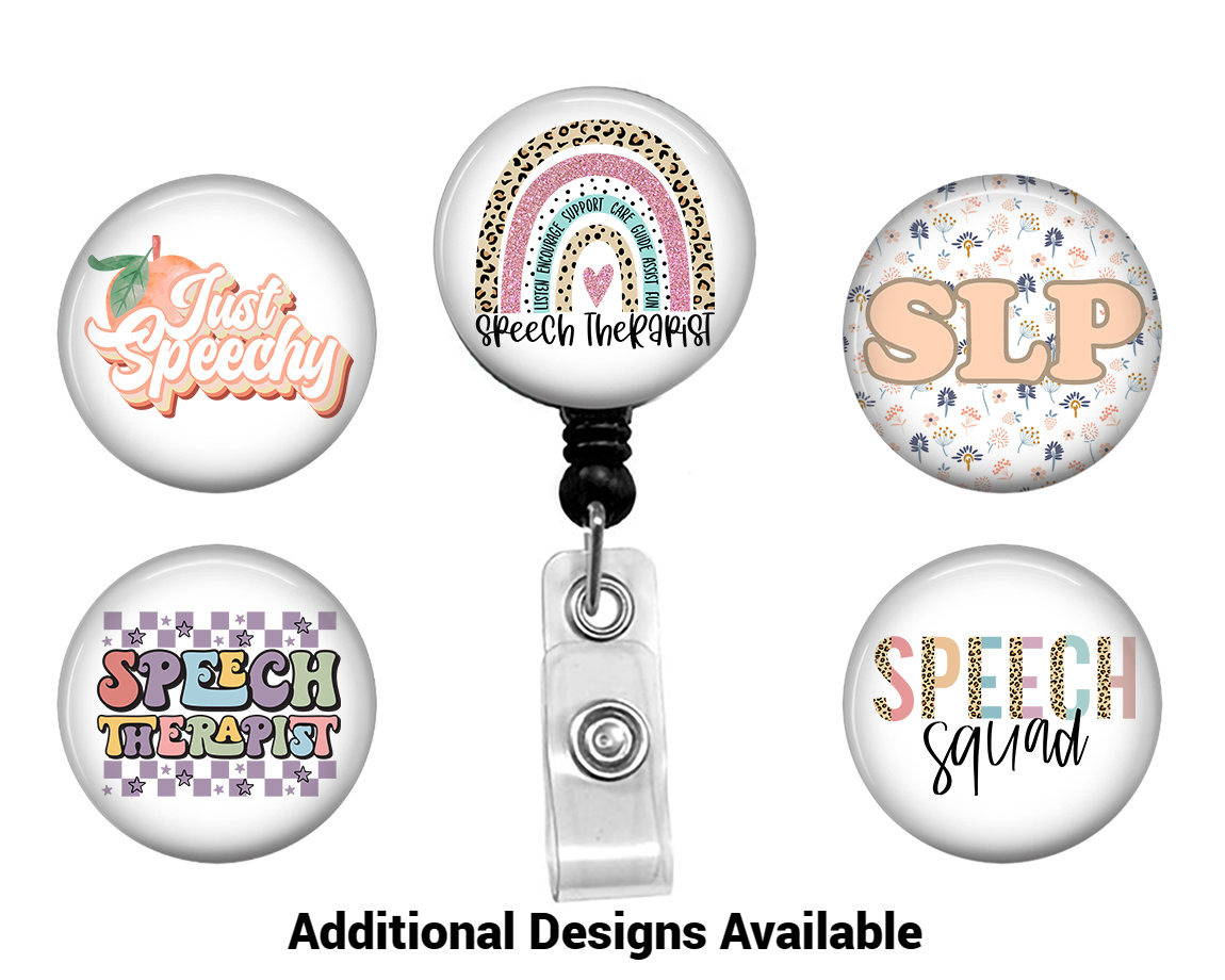 Speech Language Pathologist Badge Reel, SLP Medical Badge Reel, Speech Therapy Hook/Loop Interchangeable Badge Reel, Just Speechy