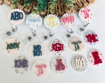 Floral Acrylic Badge Reel for Nurses, Medical Field, Teachers, Medical Students, Gift for Nurses, Your choice of design