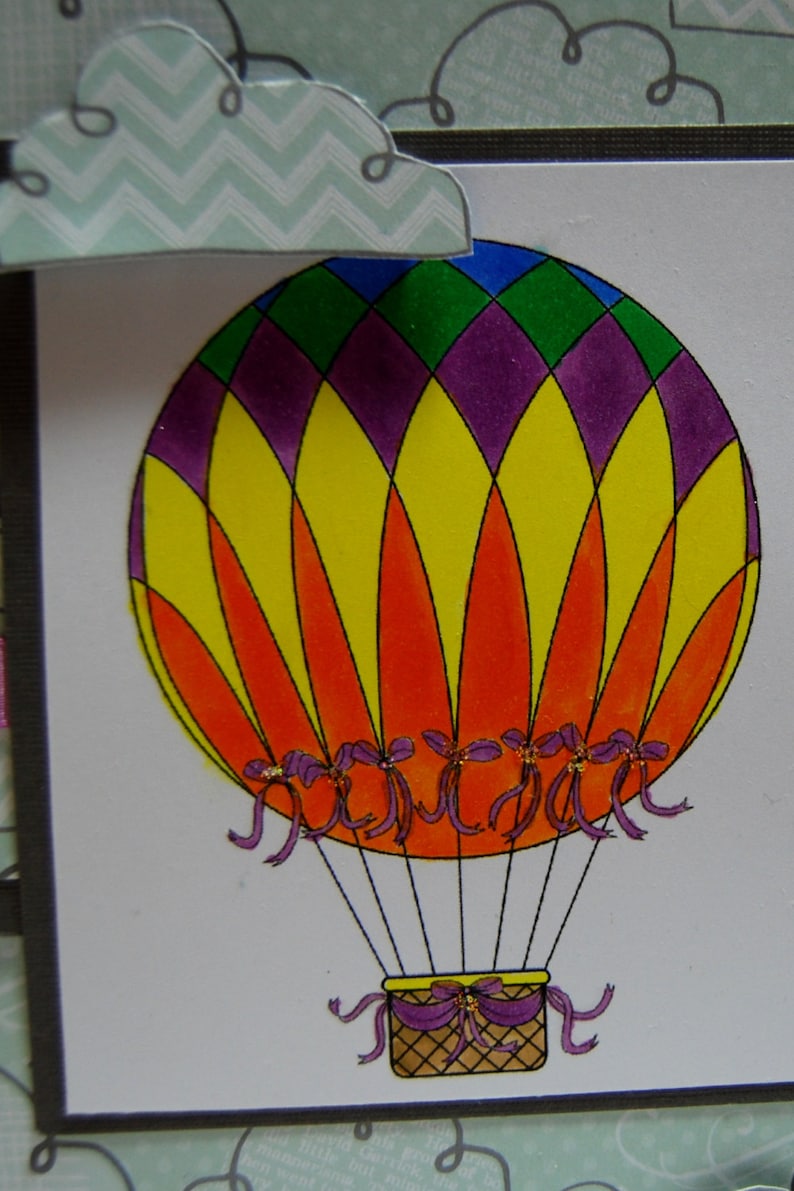 The Sky/'s The Limit! Inspirational Card Hot Air Balloon Handmade Greeting Card