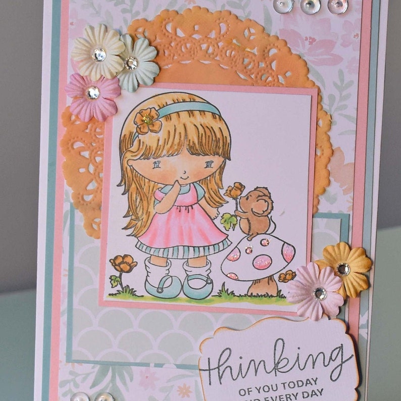 Thinking of You Handmade Greeting Card Stamped Image of  Etsy India