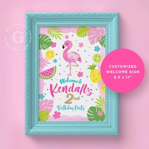 Flamingo Welcome Sign. Flamingo Birthday Party. Flamingo First Birthday. Flamingo Decorations. Welcome Sign. Flamingo Party.