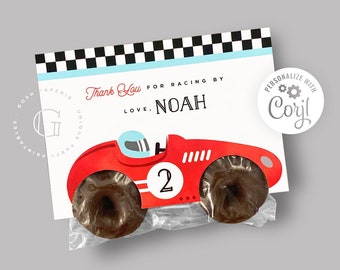 Race Car Favors, Race Car Snack Bag, Donut Bag, Two, F1, Need 4 Speed, Cars Birthday Party, Cars Party Favors, EDITABLE