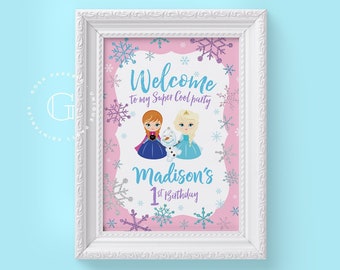 Frozen Welcome Sign. Frozen Party. Frozen Birthday. Winter Wonderland. Frozen Printable.