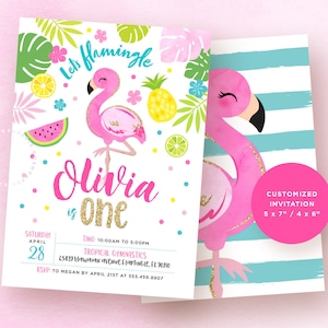 Flamingo Invitation. Flamingo Birthday Invitation. Tropical Party. Flamingo pool party. Lets Flamingle. First Birthday. Hawaiian Party. Pool