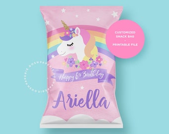 Unicorn Chip Bag. Unicorn PartyFavors. Unicorn Snack Bag. Unicorn Birthday Party. Unicorn Printables.