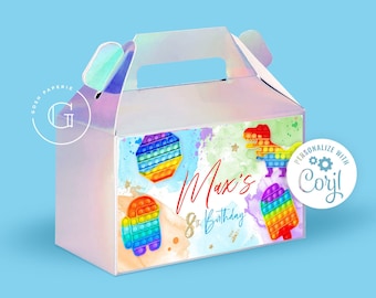 Pop it Label Modificabile. Pop It Gable Box Label. Pop It Lunch Box. Fidget Toy Party. Pop It Favors, MODIFICABILE.