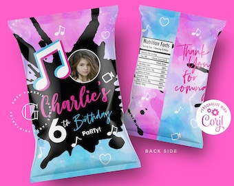 Tiktok Style Chip Bag. Editable Chip Bag. Teen Girl Chips Bag. Music Birthday Party. Music App Party Favors. DIY. EDITABLE.