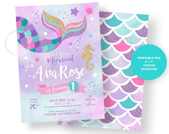 mermaid invitation etsy