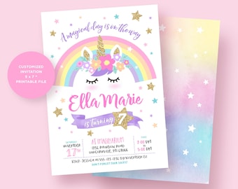 Unicorn Invitation, Unicorn Birthday Invitation, Unicorn Party Invitation, Magical Unicorn Party, Rainbow Unicorn Invitation, Unicorn Invite