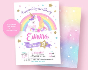 Unicorn Invitation, Unicorn Birthday Invitation, Unicorn Party Invitation, Rainbow Party, Rainbow Invitation, Unicorn Invite