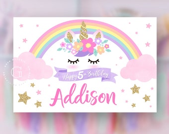 Unicorn Backdrop. Printable File. Unicorn Birthday Party. Unicorn Party Decorations. PRINT YOURSELF.
