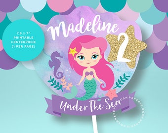 Mermaid Centerpiece. Mermaid Cake Topper. Mermaid Printables.