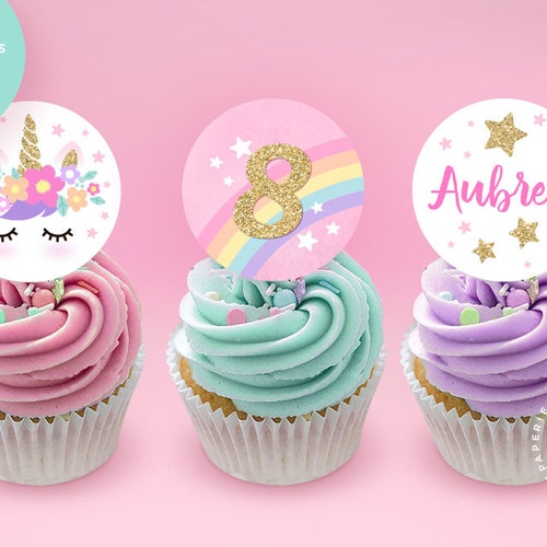 Unicorn Cupcake Toppers. Unicorn Cupcakes. Unicorn Tags. Etsy