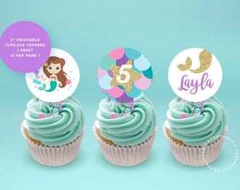 Mermaid Cupcake Toppers. Mermaid Birthday Party. Mermaid Cupcakes. Mermaid Birthday Party. Little Mermaid. Mermaid Party Supplies.