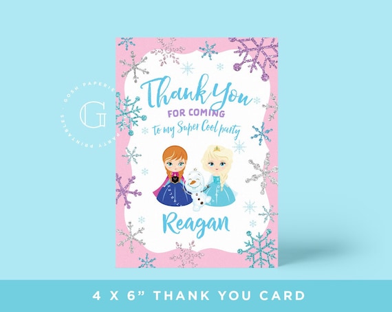 Frozen Thank You Card. Frozen Card. Frozen Party. Frozen Birthday. Winter Wonderland. Frozen Printables. Il_570xn