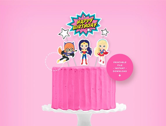 Superhero Girl Cake Topper Superhero Girls Birthday Party Etsy