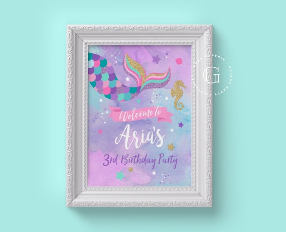 Mermaid Welcome Sign. Under The Sea Party. Mermaid Birthday Party. Mermaid Printable Party. Mermaid Party Decorations. Mermaid Tail. Il_570xn