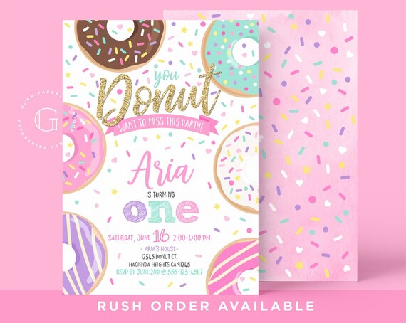 Donut Party Invitation, Donut Birthday Party, 1st Birthday Invitation, First Birthday, Donut want to miss this Party, Donut grow up, Donuts. Il_570xn