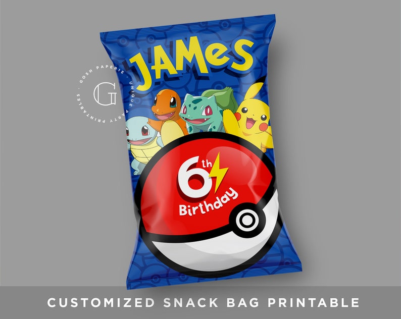 Sac A Puce Pokemon Pokemon Party Faveurs Sac A Collation Etsy