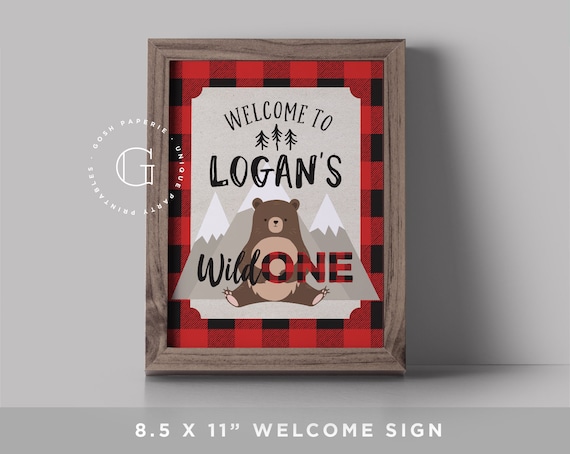 Welcome Sign, Wild One Birthday, Lumberjack First Birthday, Bear First Birthday Invitation, First Birthday Boy. PRINT YOURSELF Il_570xn