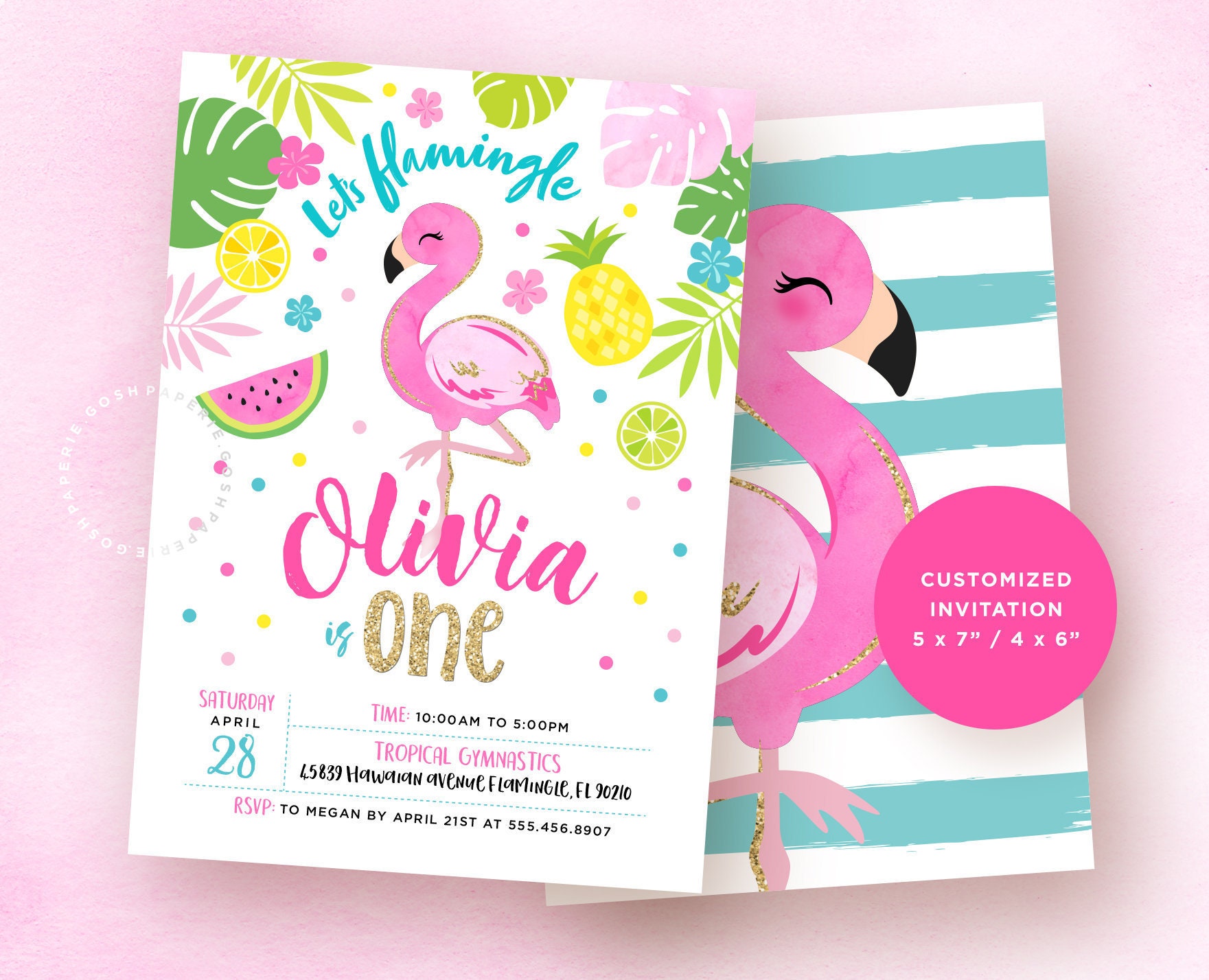 Flamingo Birthday Party Invitations 3
