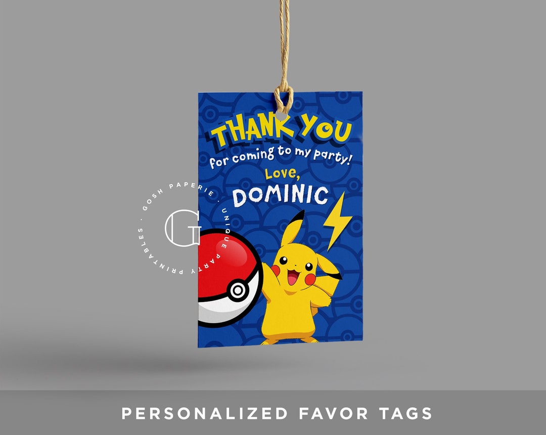Pokemon Favor Tags. Thank You Tags Pokemon Party Favors. Pokemon Thank