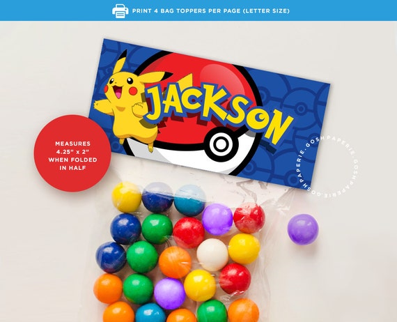 Pokemon Treat Bag Toppers. Pokemon Favors. Pokemon Go. Pokemon Birthday Party. Il_570xn