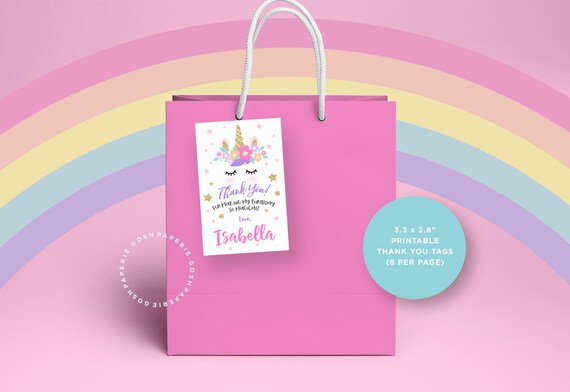 Unicorn Thank You Tags, Unicorn Favor Tags, Unicorn Party Favors, Magical Unicorn Party, Rainbow Unicorn Invitation, Unicorn Tags Il_570xn