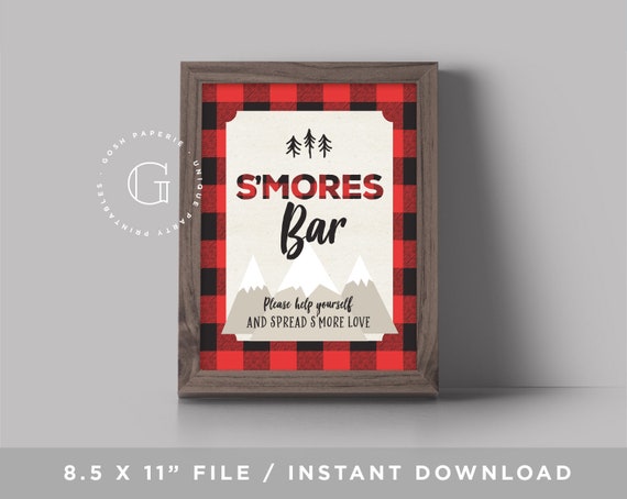 Smores Bar Sign, Wild One Birthday, Lumberjack First Birthday, Bear First Birthday, First Birthday Party, INSTANT DOWNLOAD Il_570xn