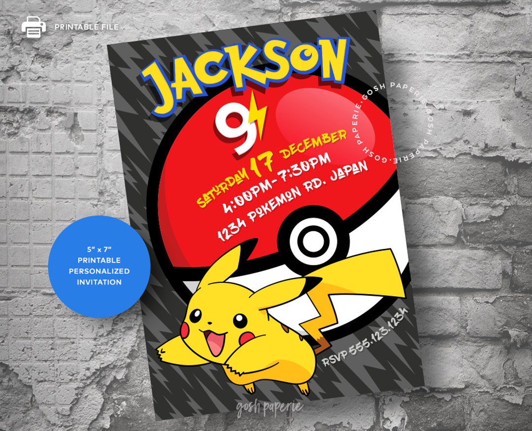 Carte Joyeux Anniversaire Pokemon Gratuite à Imprimer Invitation de Pokemon. Invitation anniversaire Pokemon. - Etsy France