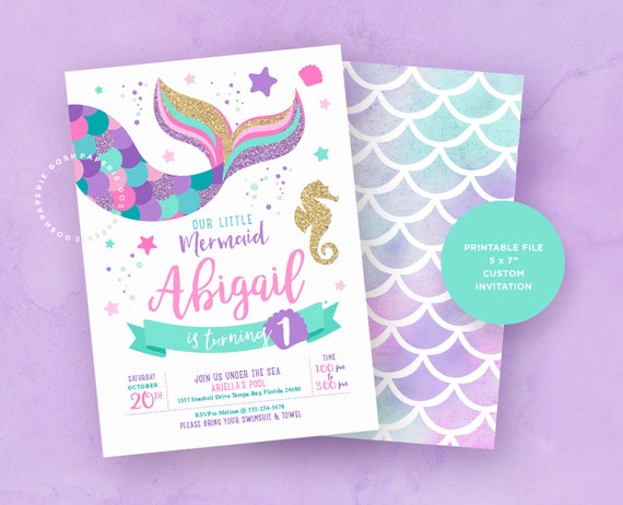 Inviti Compleanno A Sirena - Confezione Da 20 Biglietti Con Buste E Adesivi, Per Feste Bambini