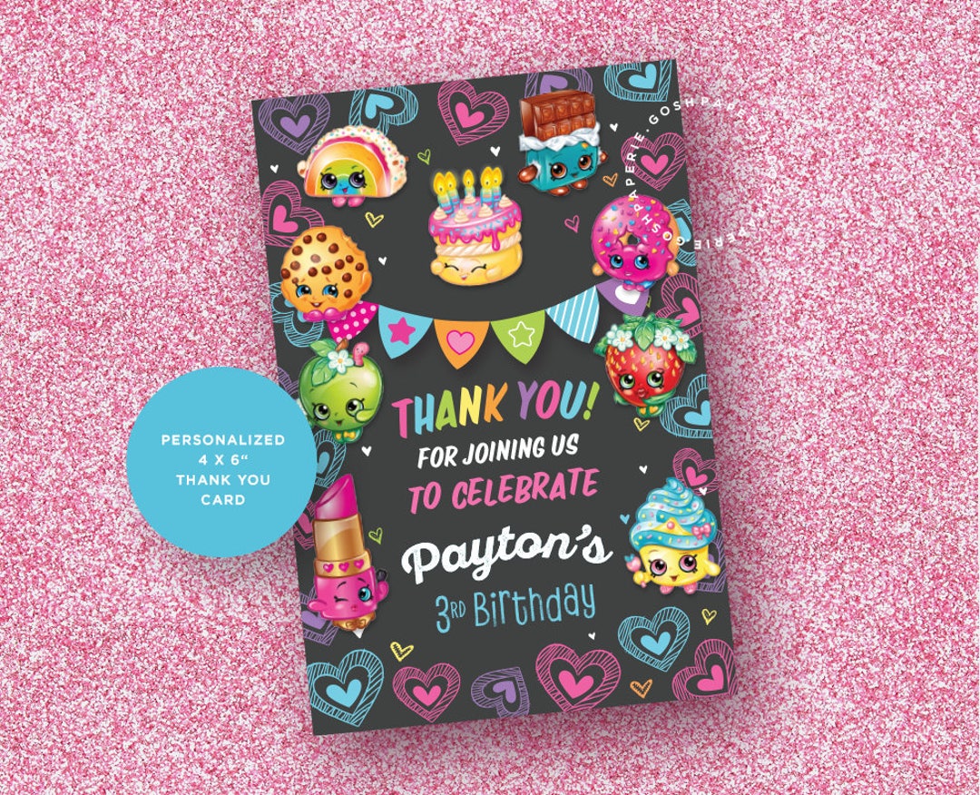Shopkins Thank You Card, Shopkins Birthday, Shopkins Party, Shopkins ...