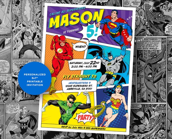 Justice League Invitations 4