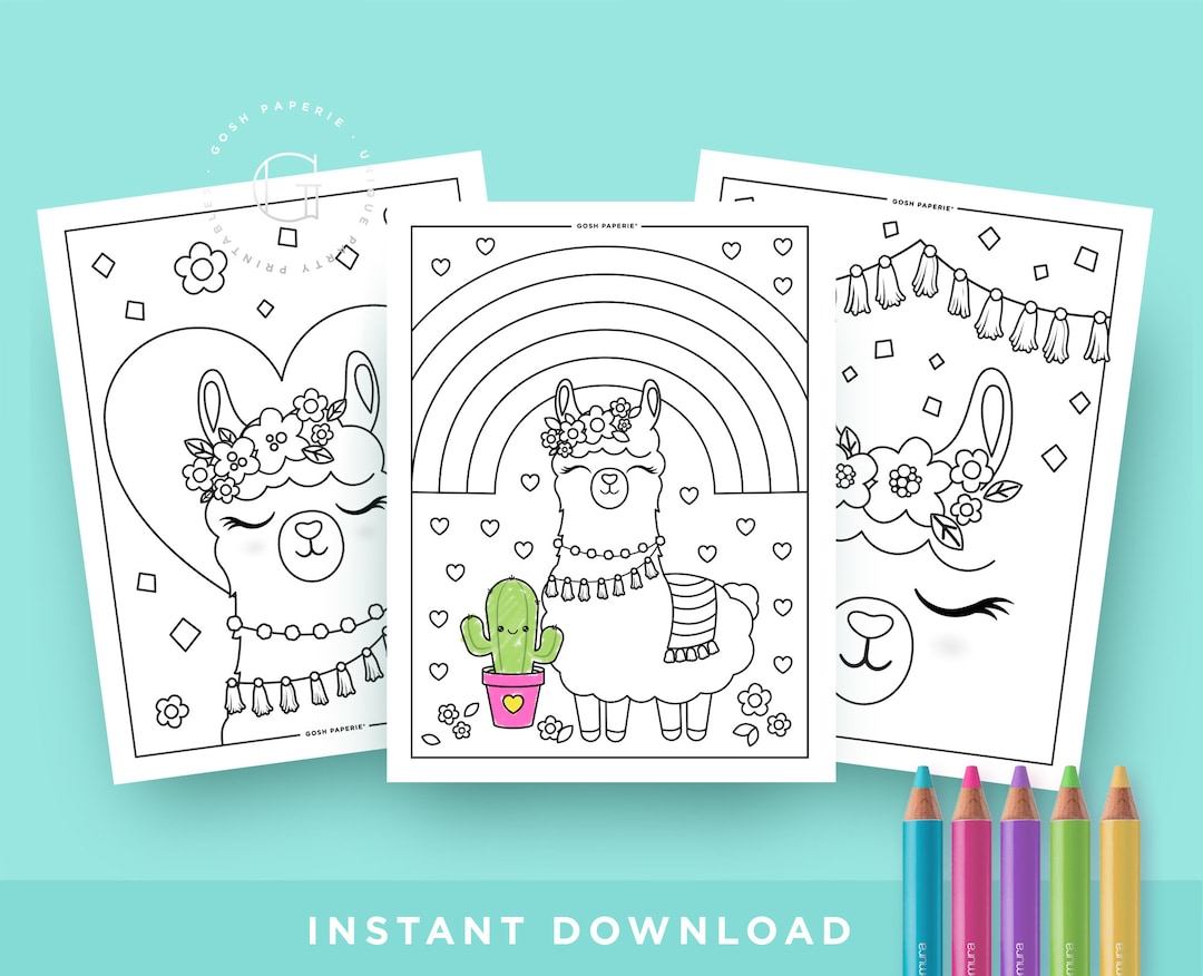 Llama Coloring Pages. Llama Party Activities. Llama Birthday Party