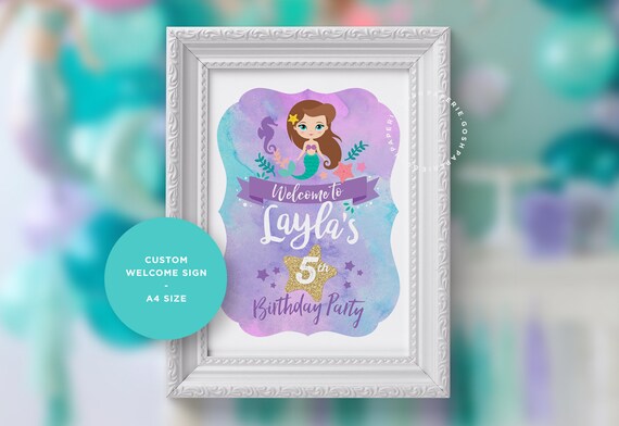 Mermaid Welcome Sign. Little Mermaid Party. Mermaid Birthday Party. Mermaid Printable Party. Mermaid Party Decorations. Il_570xn