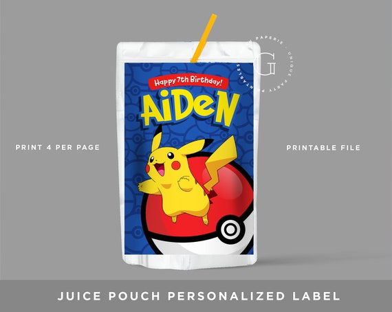 Juice Pouche Label. Personalized Label. Juice Pouch Label. Pokemon Party Favors. Pokemon Capri Sun Label. Boy Chips Bag. Birthday boy Favors Il_570xn