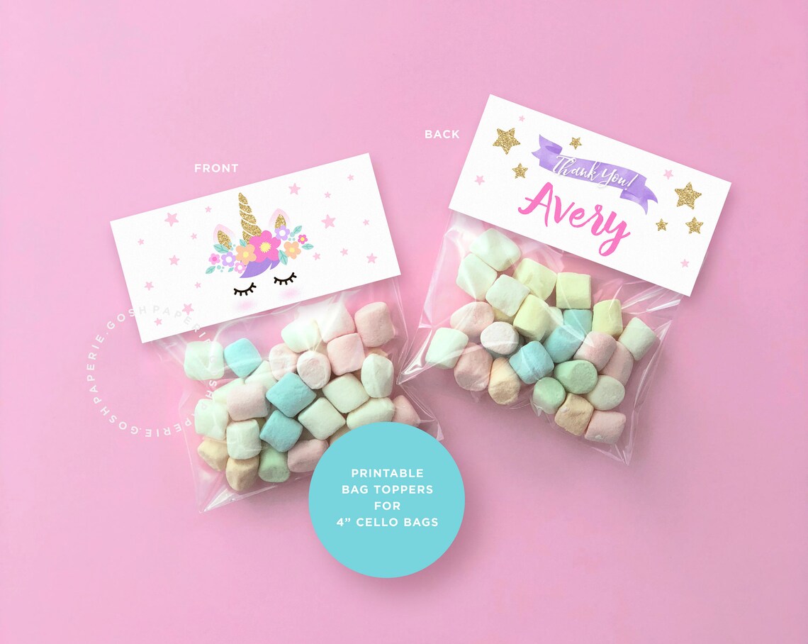 Unicorn Bag Toppers. Unicorn Favors. Unicorn Birthday Party. Etsy