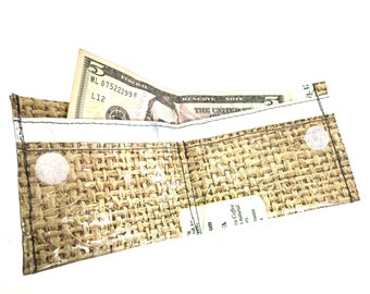 Wallet card holder in Burlap OOAK