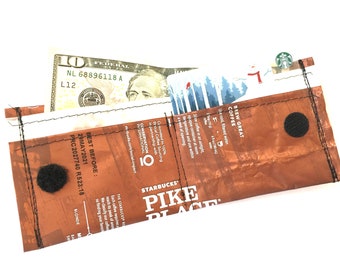 Wallet card holder in Burlap OOAK